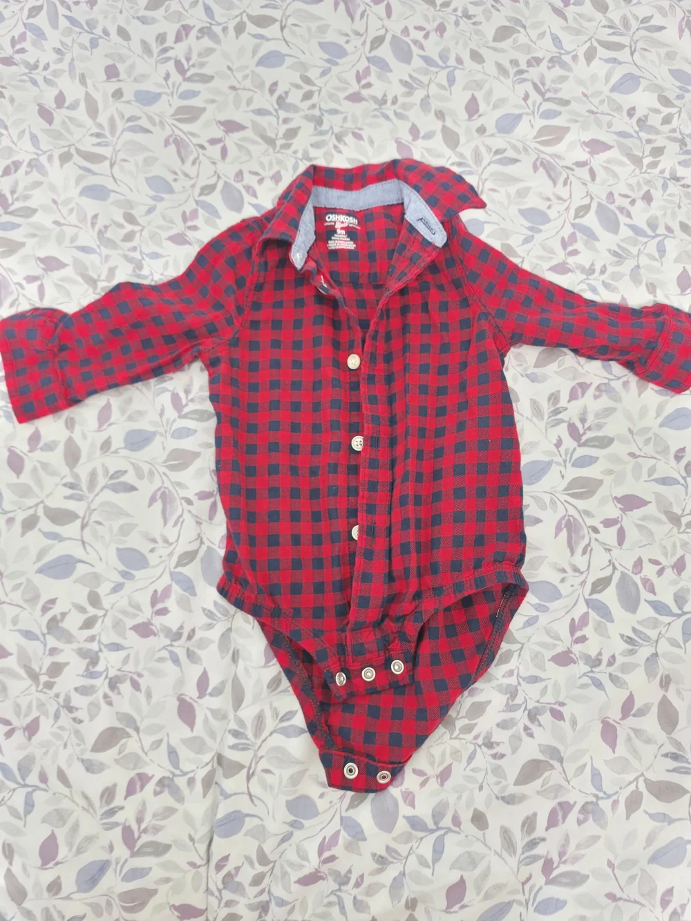 OshKosh B'gosh Red and Black Plaid Baby One-Piece Bodysuit 3-9 mos